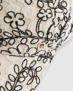 Cream Floral Crochet baseball Cap