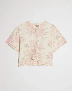 Cream Floral Rose T-Shirt