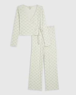 Cream Floral Wrap Pyjama Set