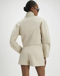 Cream Herringbone Button Detail Wrap Skort