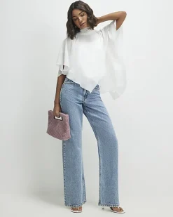 Cream High Neck Ruffle Cape