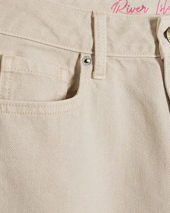 Cream High Waisted Relaxed Straight Leg Jeans