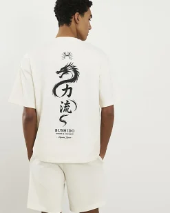 Cream Japanese T-Shirt and Shorts Set
