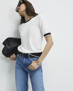 Cream Knitted Tipped Top