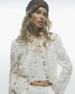 Cream Lace Detail Drummer Jacket