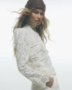 Cream Lace Detail Drummer Jacket