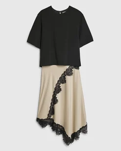 Cream Lace Hybrid T-Shirt Maxi Dress