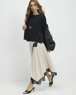 Cream Lace Hybrid T-Shirt Maxi Dress