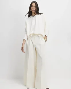 Cream Long Sleeve Batwing Top