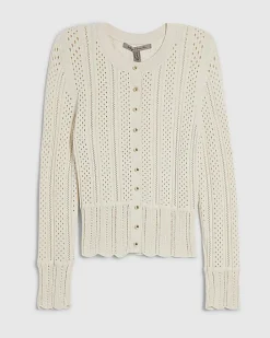 Cream Open Knit Long Sleeve Cardigan
