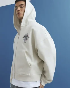 Cream Oversized Fit Japanese Kamakura Hoodie