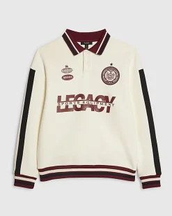 Cream Oversized Fit Legacy Blocked Rugby Top