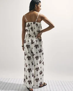 Cream Palm Print Jumpsuit