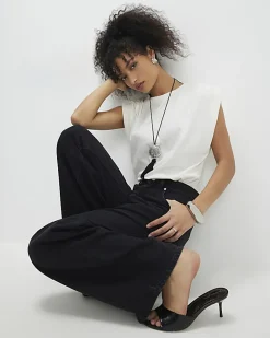 Cream Premium Ruched Shoulder T-shirt