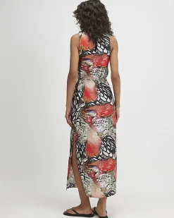 Cream Printed Slip Midi Dress
