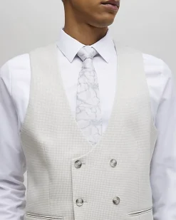 Cream Puppytooth Suit Waistcoat