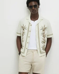 Cream Regular Fit Shorter Length Shorts