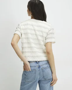 Cream Ruffle Textured Top