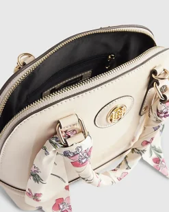 Cream Scarf Handle Cross Body Bag