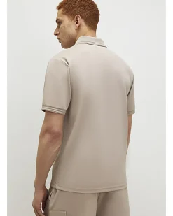 Cream Slim Fit Nylon Pocket Polo Shirt