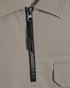 Cream Slim Fit Nylon Pocket Polo Shirt