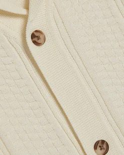 Cream Slim Fit Short Sleeve Knitted Shirt