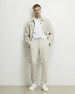 Cream Slim Fit Smart Joggers