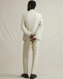Cream Slim Fit Suit Trousers