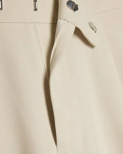 Cream Slim Fit Suit Trousers