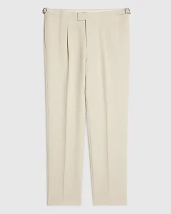 Cream Slim Fit Suit Trousers