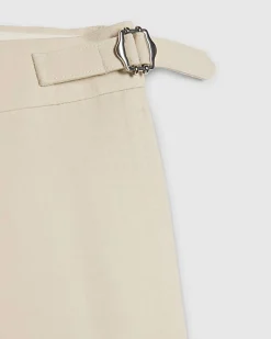 Cream Slim Fit Suit Trousers
