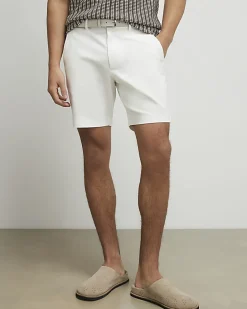 Cream Slim Stretch Chino Short with Belt