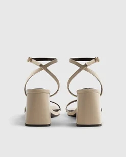 Cream Strappy Block Heel Sandals