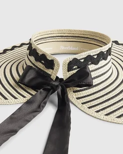 Cream Stripe Oversized Visor Hat