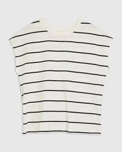 Cream Striped Grown On Sleeve T-shirt
