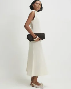 Cream Textured Full Skirt