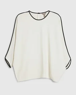 Cream Tipped Batwing Sleeve Top