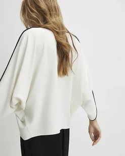 Cream Tipped Batwing Sleeve Top