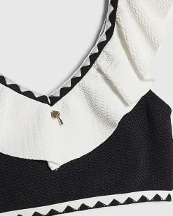 Gils Black Gold Textured Frill Bikini Set