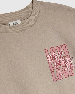 Girls Beige Love Love Love T-shirt