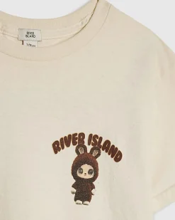 Girls Beige Monster T-Shirt