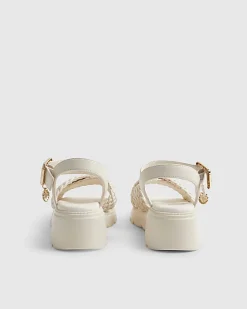 Girls Beige Plaited Wedge Sandals