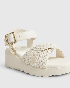 Girls Beige Plaited Wedge Sandals