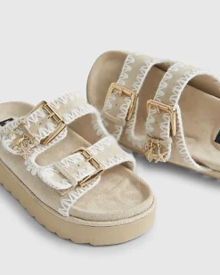 Girls Beige Whipstitch Sandals