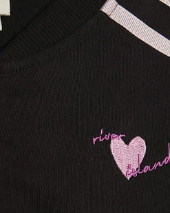 Girls Black Bow Taping Tracksuit Set
