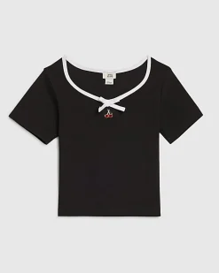 Girls Black Bow Top
