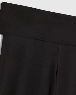 Girls Black Foldover Flare Leggings