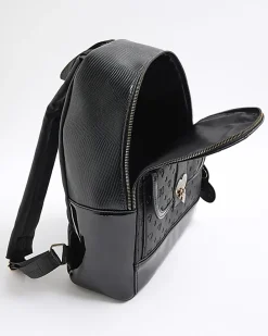 Girls Black Heart Lock Pocket Backpack