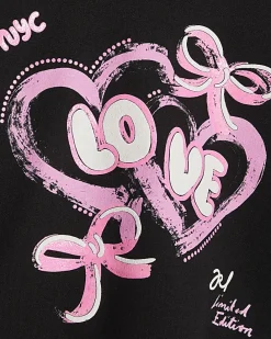 Girls Black Neon Love Graphic Sweatshirt