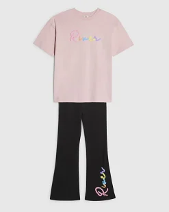 Girls Black Neon Scripty T-Shirt Set